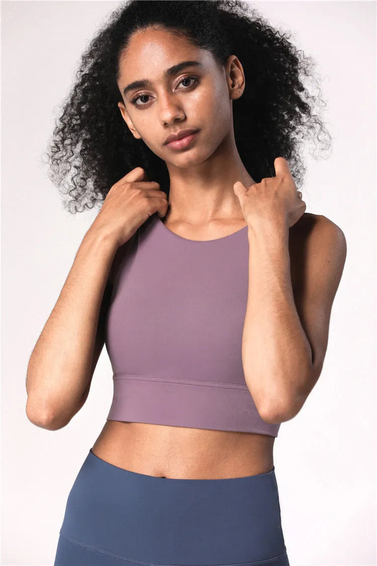 Fitness Cross Back Underwear Strappy Longline Yoga Bras Supportive Round Neck Gym Tops - Bellarte Enchanté Fitness Cross Back Underwear Strappy Longline Yoga Bras Supportive Round Neck Gym Tops